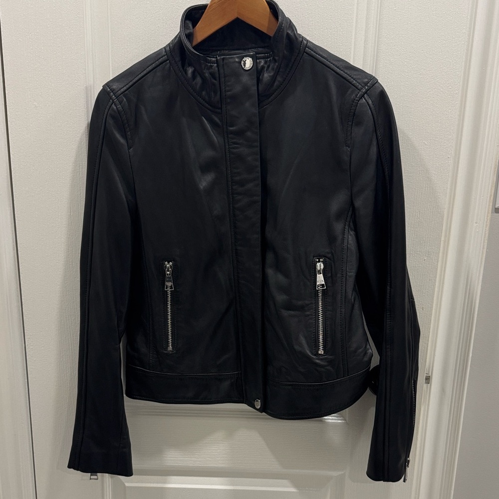 Karl Lagerfeld Black Lambskin Leather Jacket
